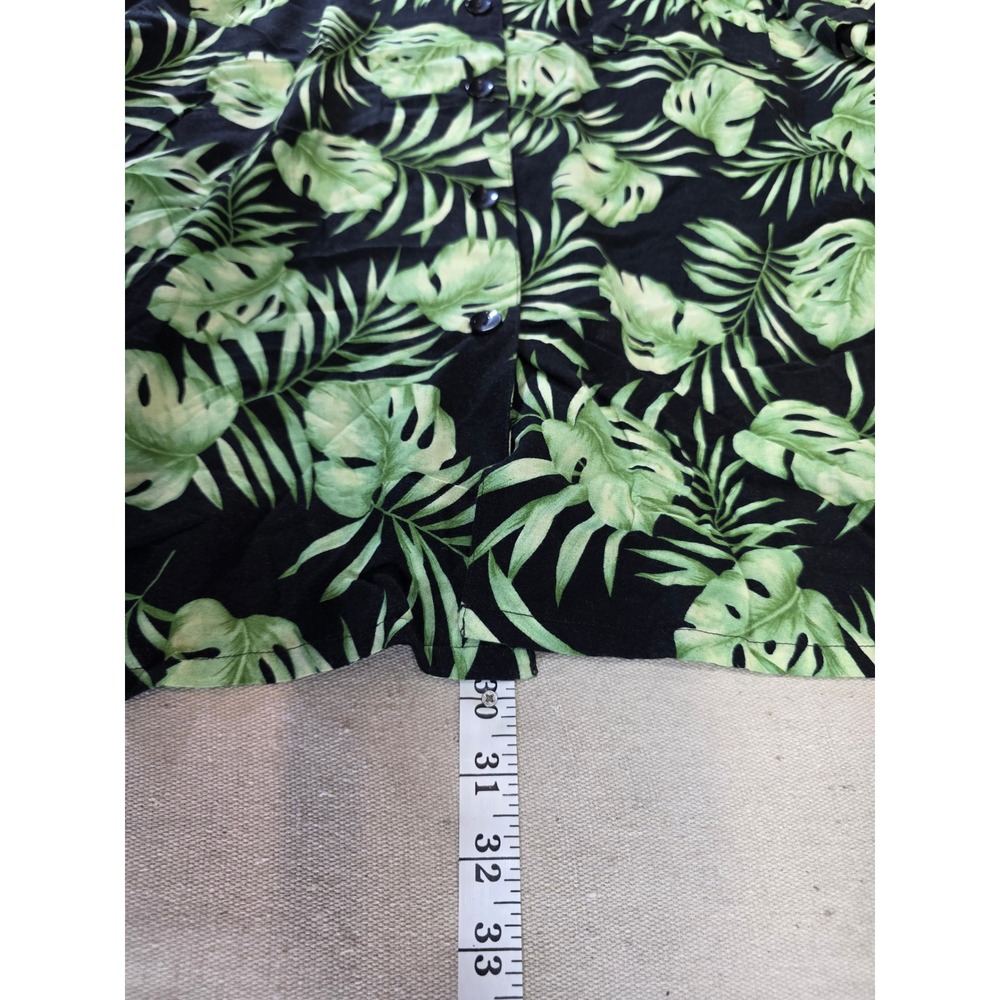 Sag Harbor Woman Vintage 90s Tropical Palm Leaf Print Rayon Shirt Green 3X - Picture 7 of 7
